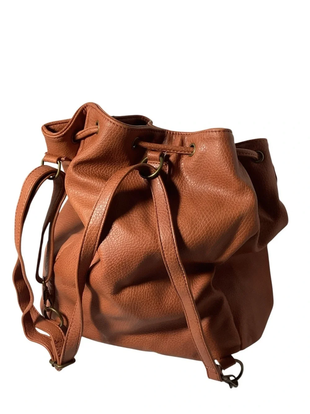 American Eagle Outfitters Suede Drawstring Bucket Bag - Rust Brown